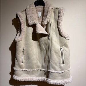 Joie Tan Shearling Vest